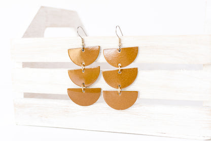 Leather Earrings / Tri Luna / Curry Patent