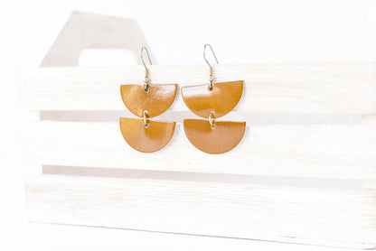 Leather Earrings / Demi Luna / Curry Patent