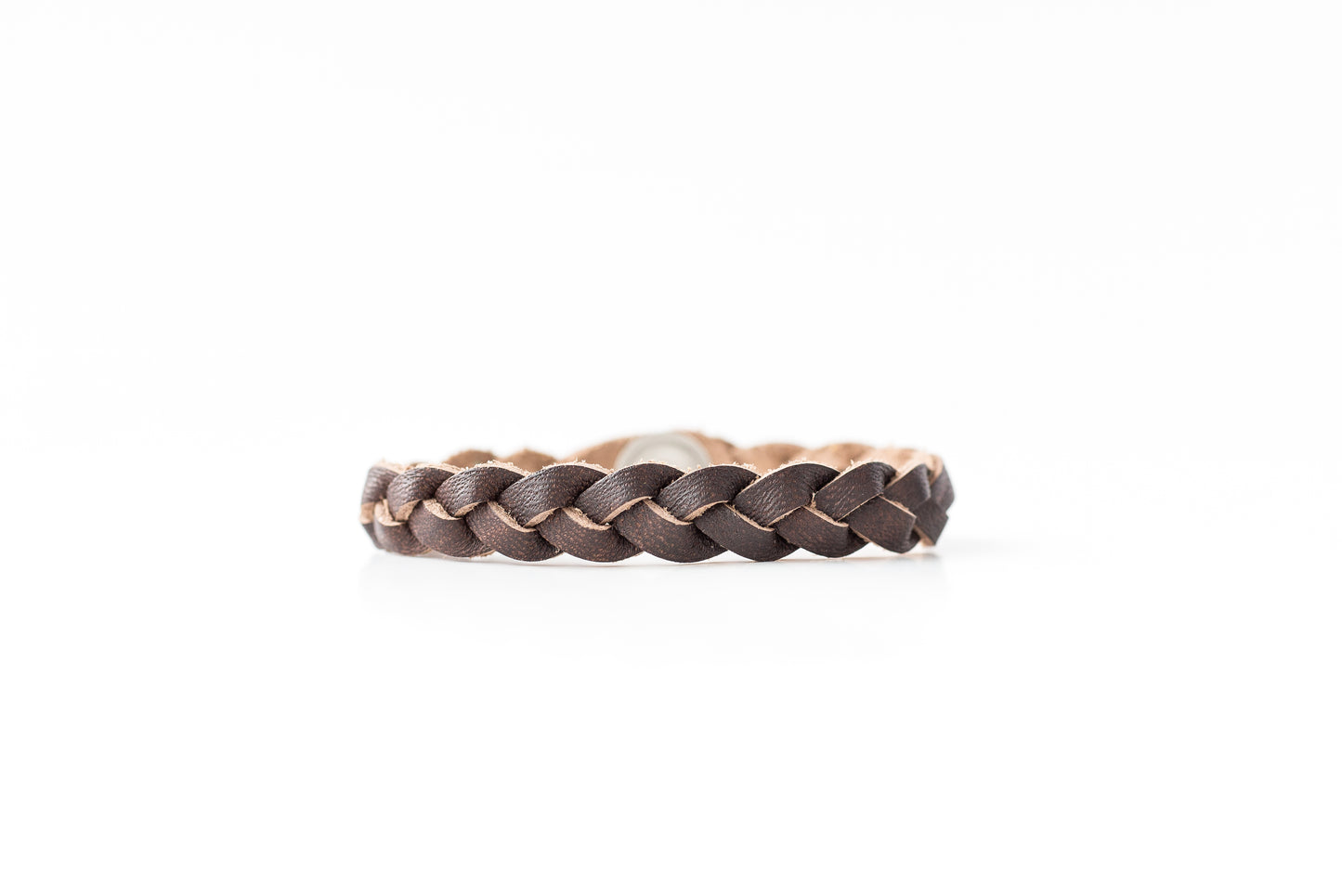 Braided Leather Bracelet / Washed Dark Brown