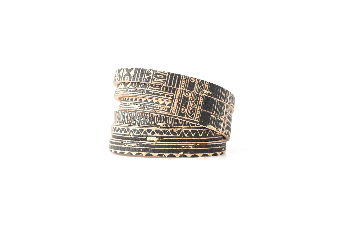 Leather Bracelet / Skinny Sliced Wrap Cuff / Egyptian Cork