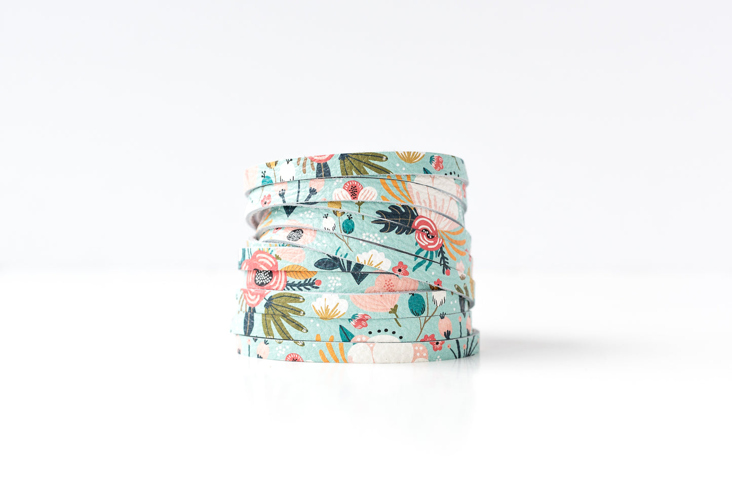 Leather Bracelet / Original Sliced Wrap Cuff / Spring Bouquet