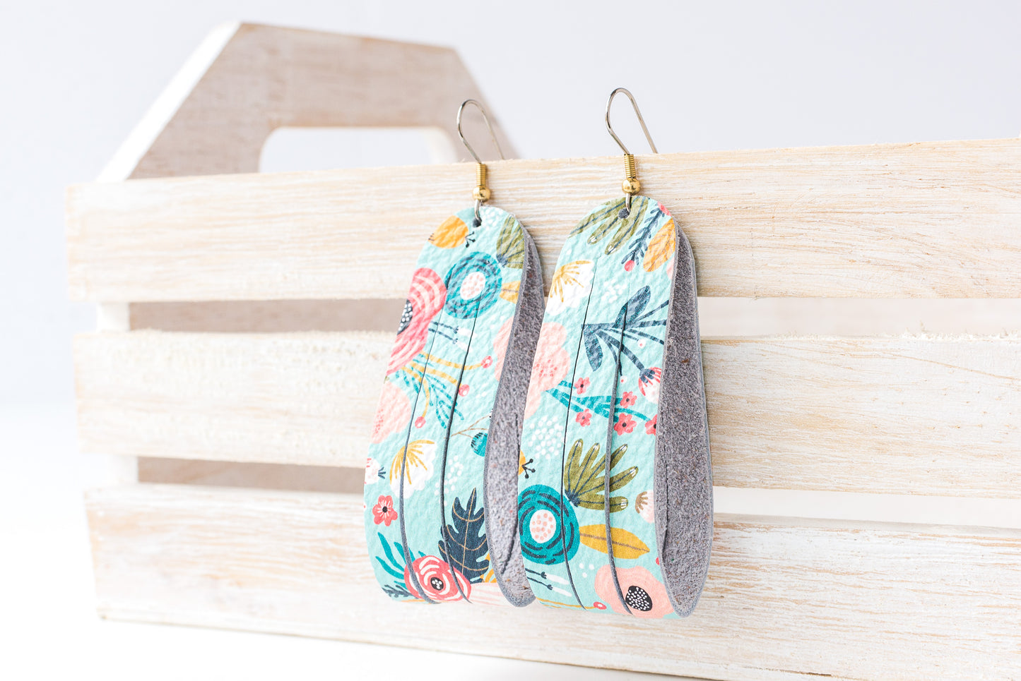 Leather Earrings / Sliced Leather / Spring Bouquet