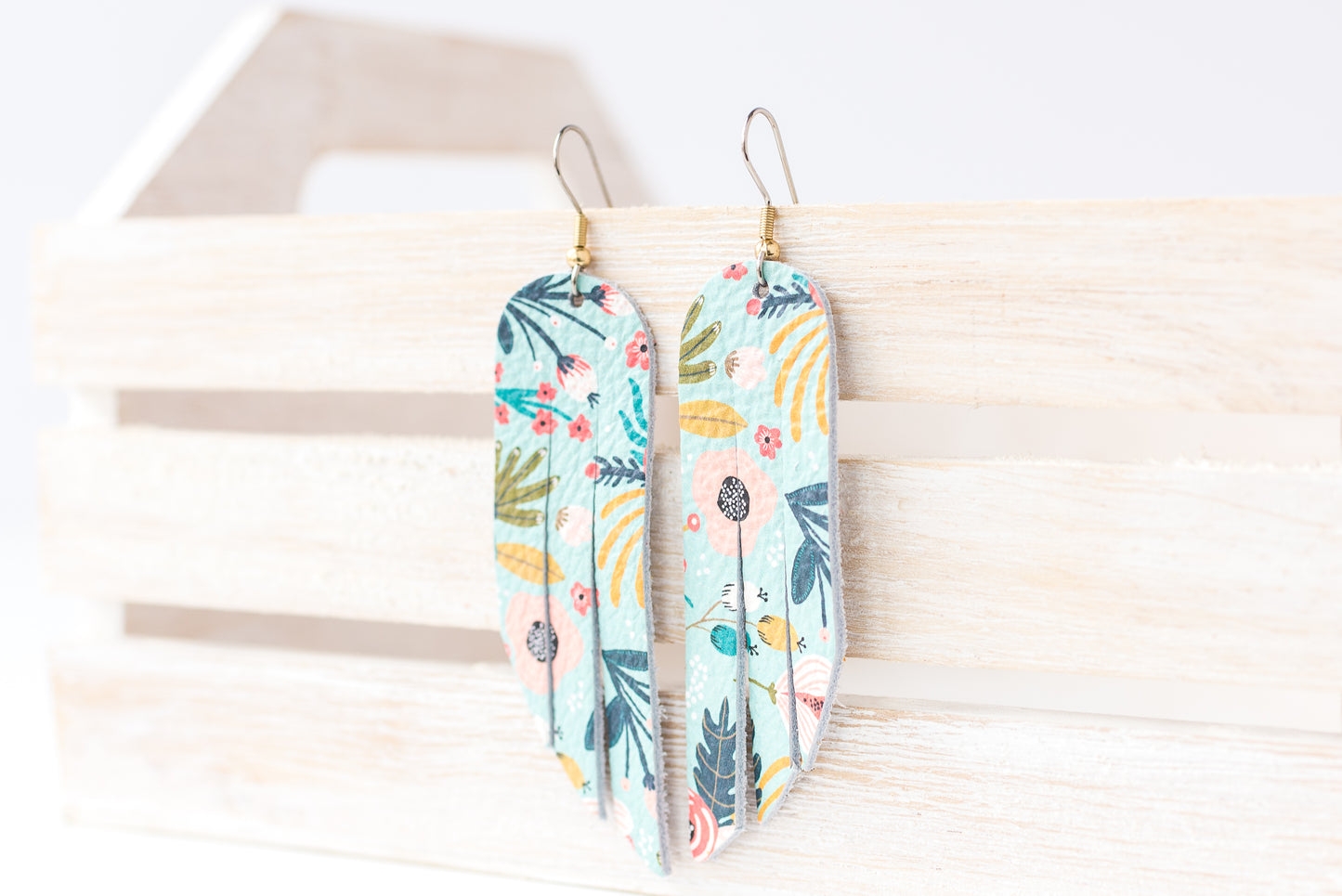 Leather Earrings / Fringe / Spring Bouquet