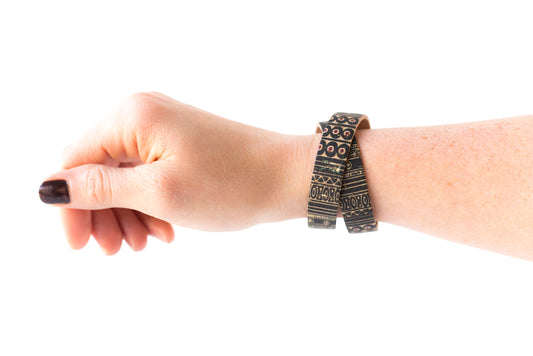 Leather Bracelet / Slim Wrap Cuff / Egyptian Cork