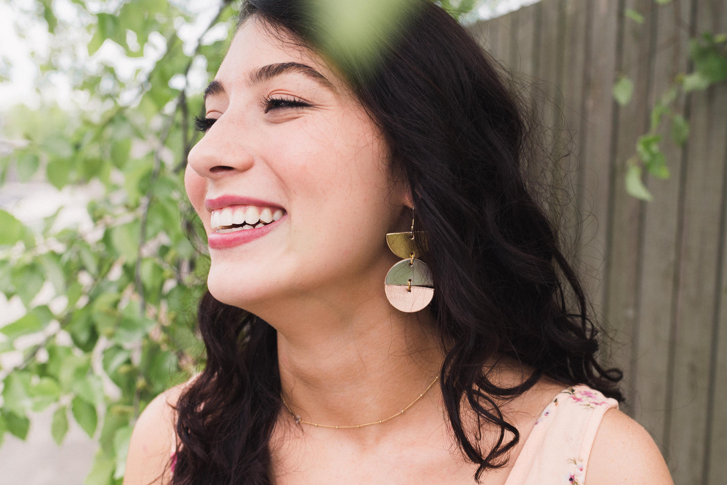 Leather Earrings / Mila / Flourishing Cork