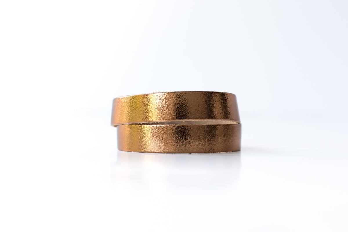 Leather Bracelet / Slim Wrap Cuff / Metallic Bronze