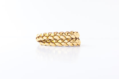 Double Wrap Braided Leather Bracelet / Metallic Gold