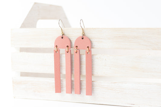 Leather Earrings / Sunrays / Smooth Rose