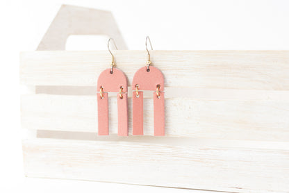Leather Earrings / Mini Sunrays / Smooth Rose