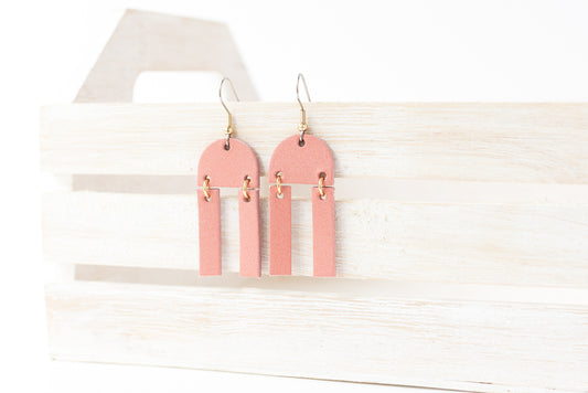 Leather Earrings / Mini Sunrays / Smooth Rose