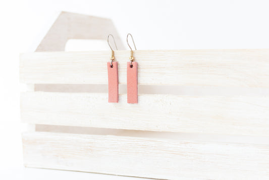 Leather Earrings / Simple Tiny / Smooth Rose