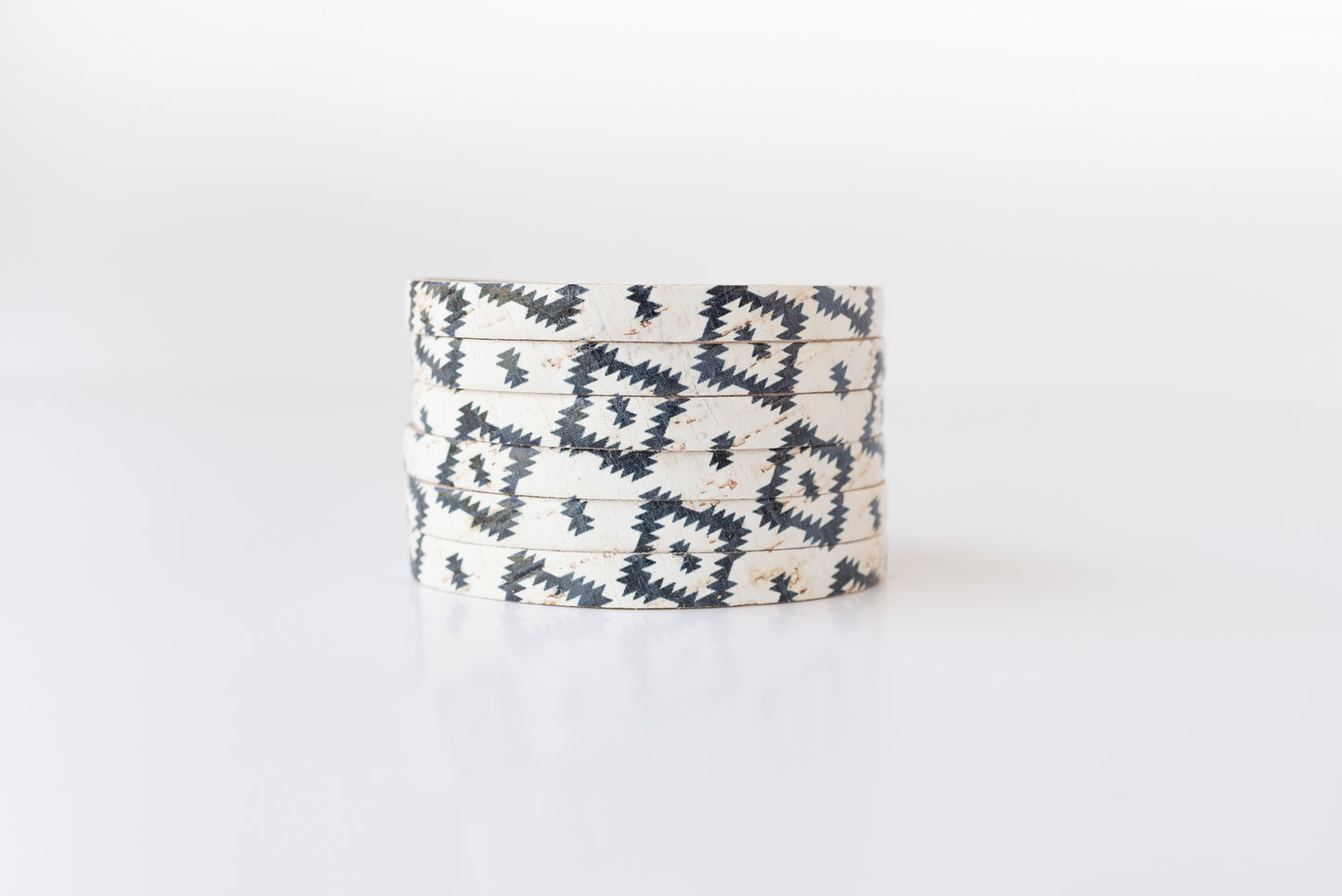 Leather Bracelet / Original Sliced Cuff / Aztec Geo Cork