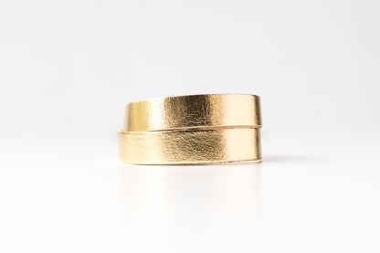 Leather Bracelet / Slim Wrap Cuff / Metallic Gold