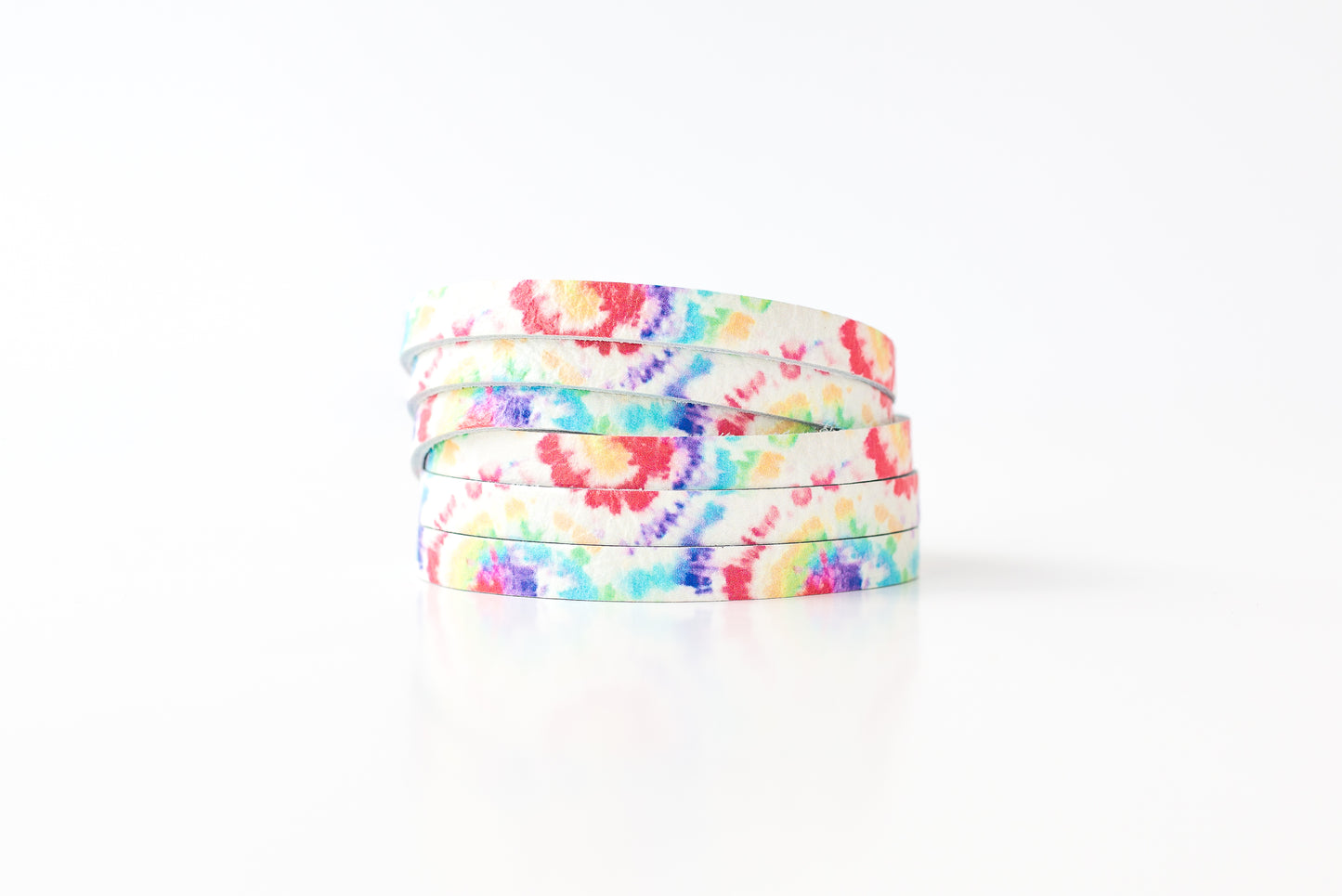 Leather Bracelet / Skinny Sliced Wrap Cuff / Kaleidoscope