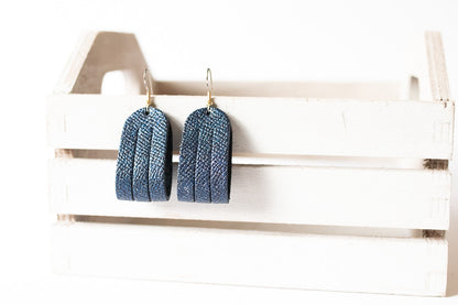 Leather Earrings / Mini Sliced / Midnight Twinkle