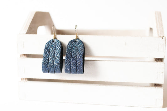 Leather Earrings / Mini Sliced / Midnight Twinkle