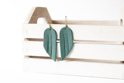 Leather Earrings / Mini Fringe / Evergreen