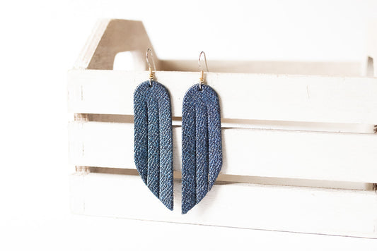 Leather Earrings / Fringe / Midnight Twinkle
