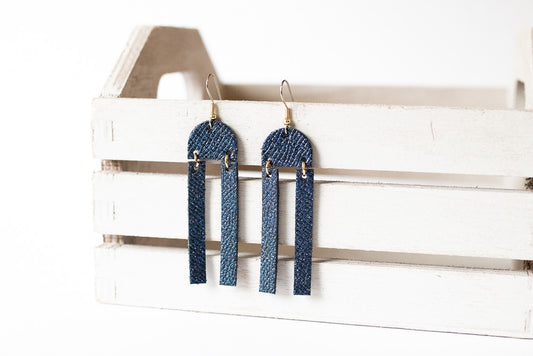 Leather Earrings / Sunrays / Midnight Twinkle