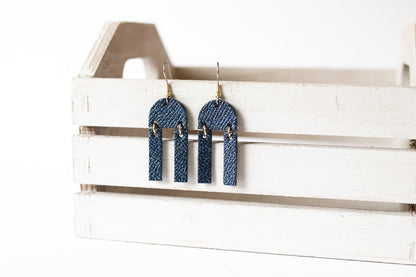 Leather Earrings / Mini Sunrays / Midnight Twinkle