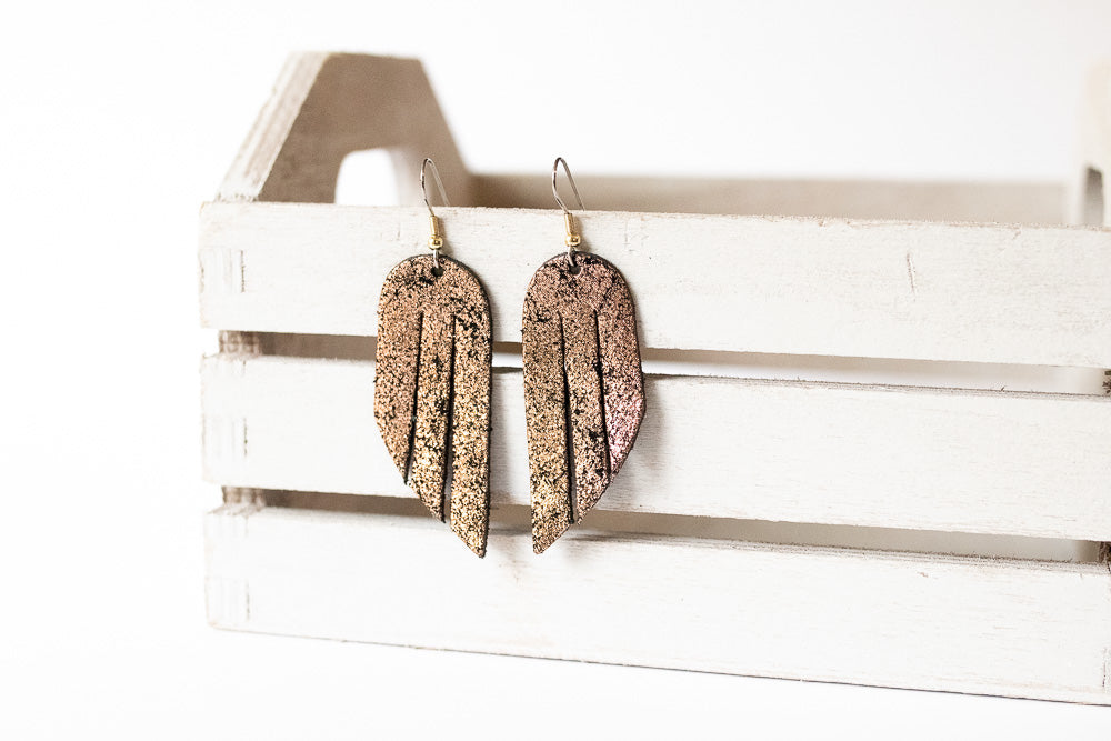 Leather Earrings / Mini Fringe / Brown Sugar