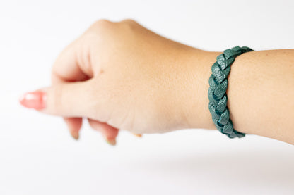 Braided Leather Bracelet / Evergreen
