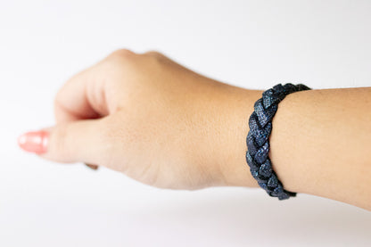 Braided Leather Bracelet / Midnight Twinkle