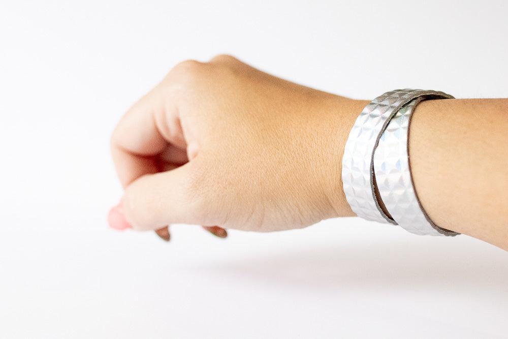 Leather Bracelet / Slim Wrap Cuff / Prism