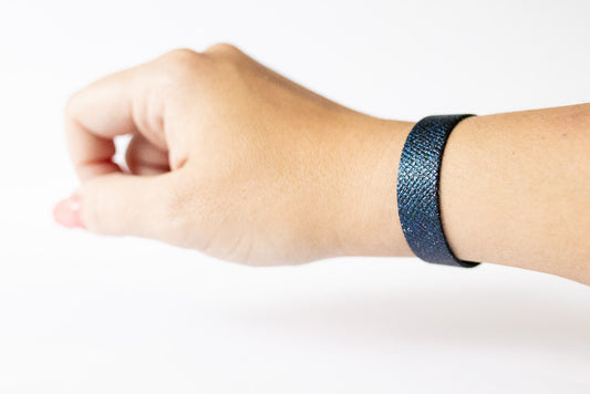 Leather Bracelet / Skinny Slim Cuff / Midnight Twinkle