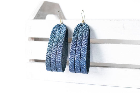 Leather Earrings / Sliced Leather / Midnight Twinkle