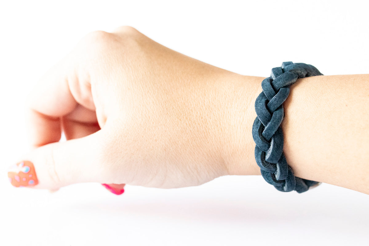 Braided Leather Bracelet / Ocean Nubuck