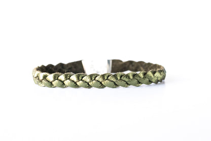 Braided Leather Choker / Necklace / Soft Olive