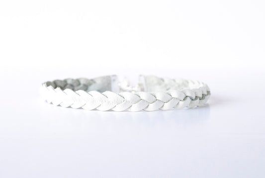 Braided Leather Choker / Necklace / White