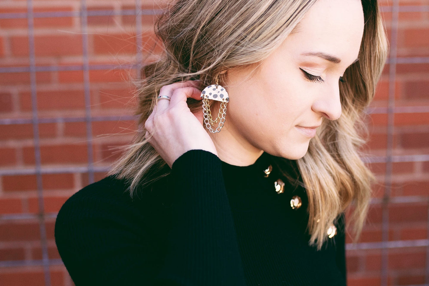 Leather Earrings / Chain Drop / Western Wedding