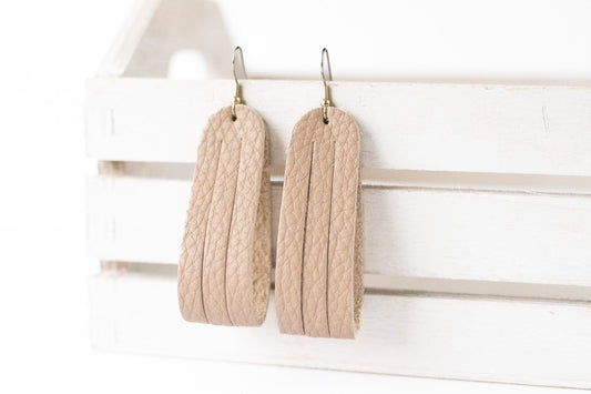 Leather Earrings / Sliced Leather / Latte