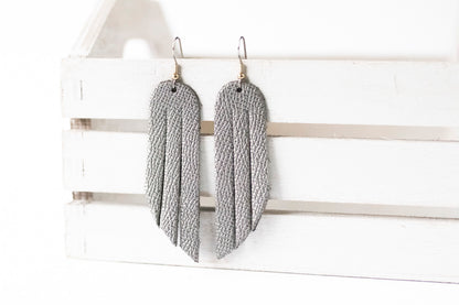 Leather Earrings / Fringe / Graphite