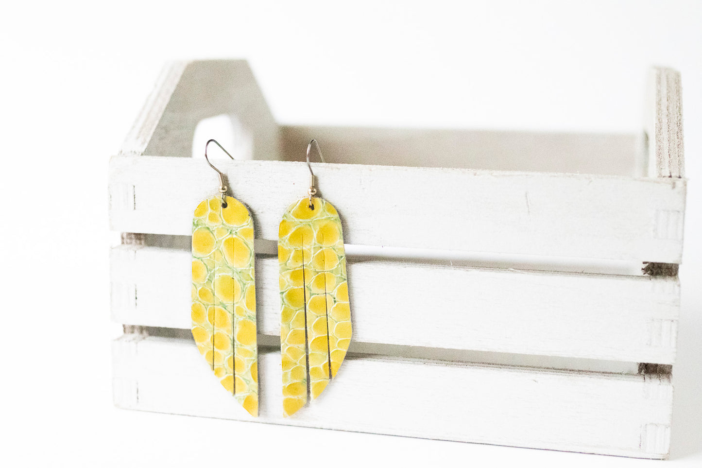 Leather Earrings / Fringe / Candied Citrine