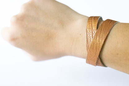 Leather Bracelet / Slim Wrap Cuff / Beach Sunset
