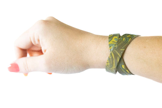 Leather Bracelet / Slim Wrap Cuff / Jungle Floor