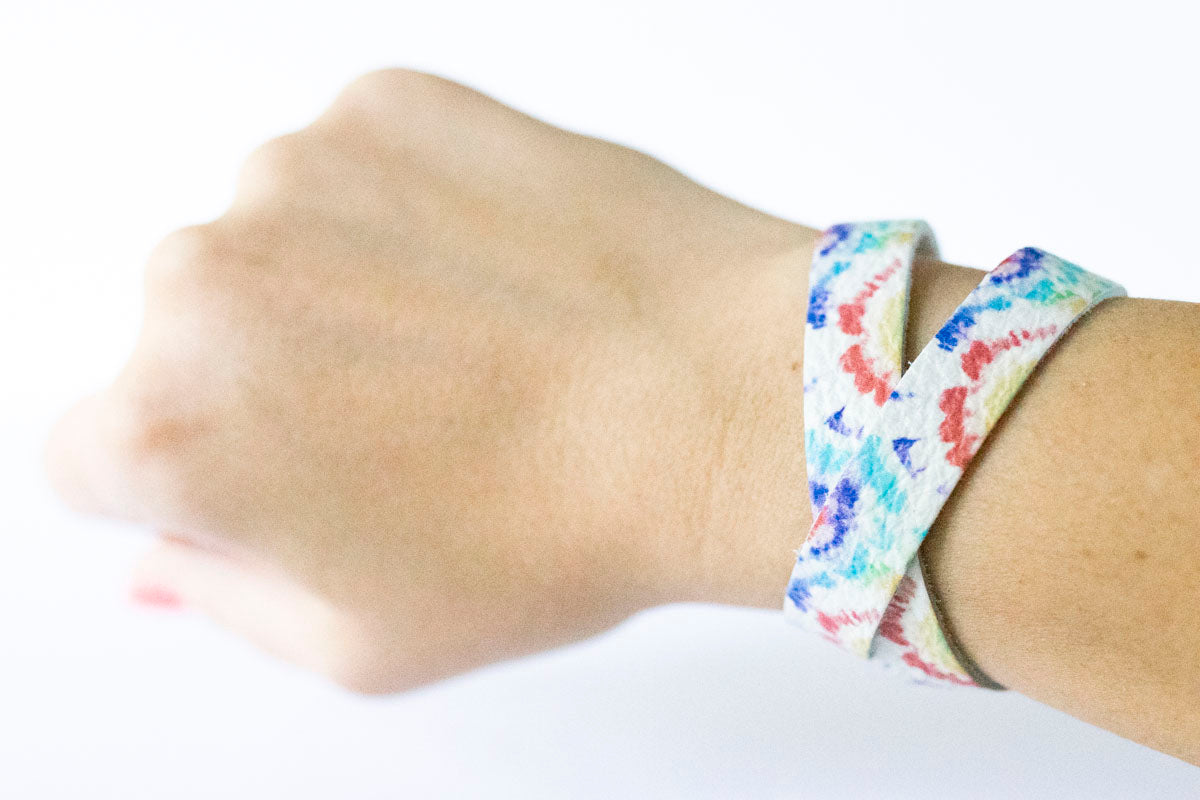 Leather Bracelet / Slim Wrap Cuff / Kaleidoscope