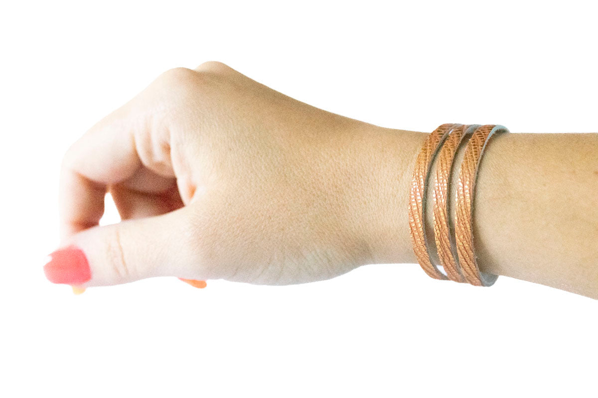 Leather Bracelet / Ultra Skinny Sliced Cuff / Beach Sunset