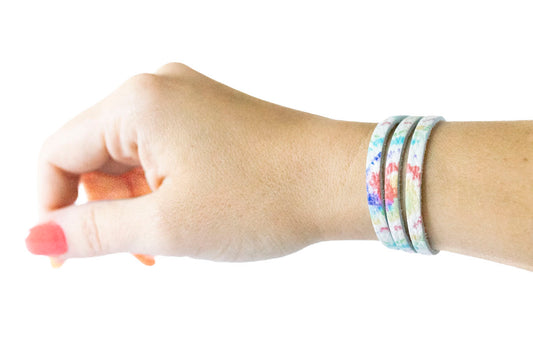 Leather Bracelet / Ultra Skinny Sliced Cuff / Kaleidoscope