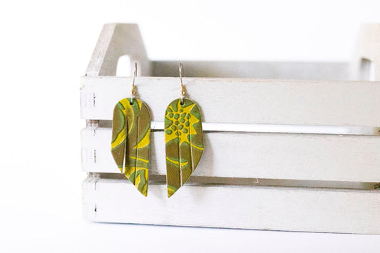 Leather Earrings / Mini Fringe / Jungle Floor