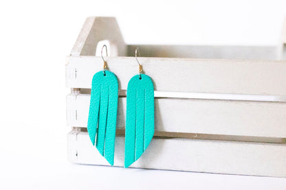 Leather Earrings / Fringe / Tropical Waters