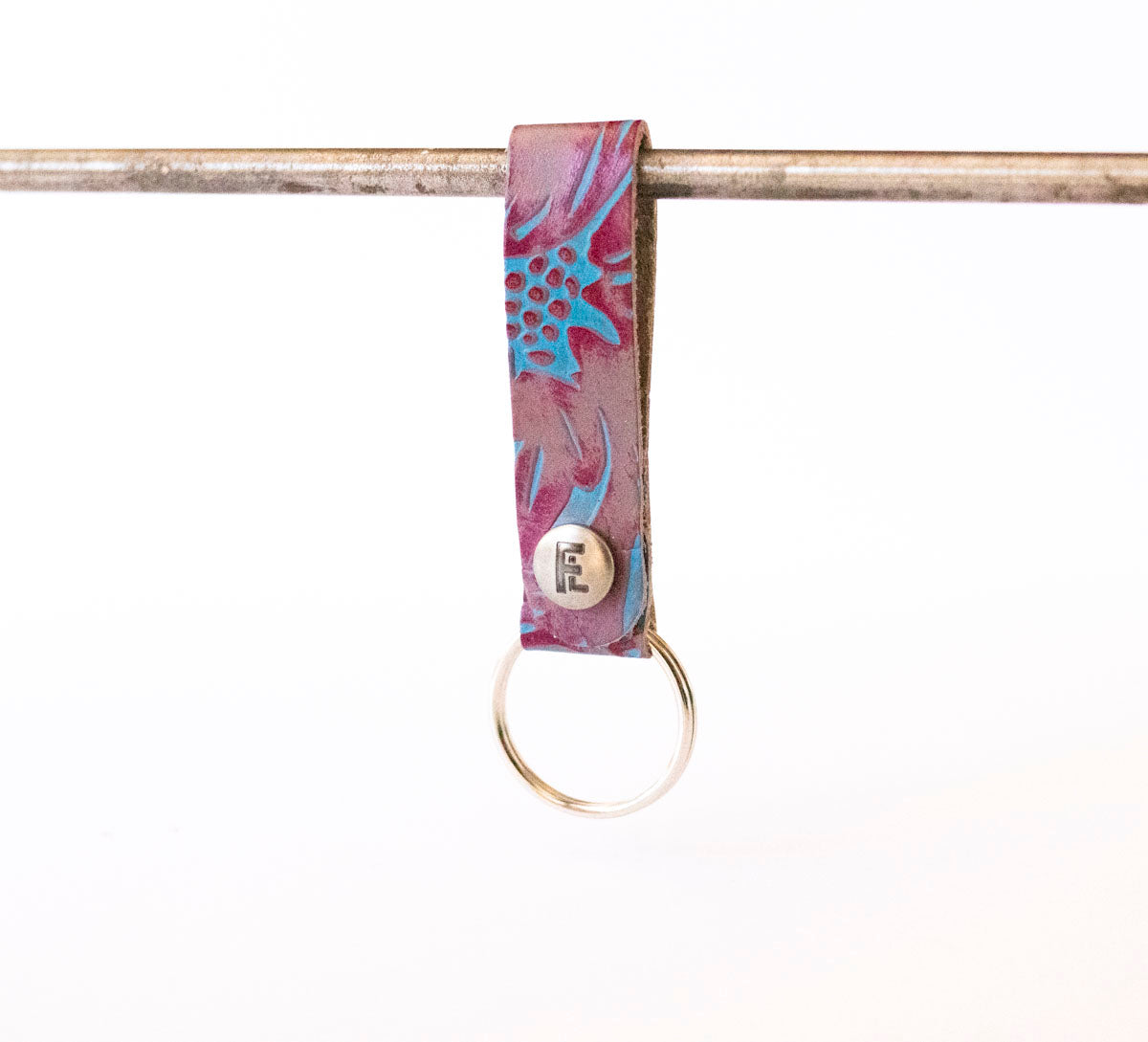 Leather Keychain / Snap Loop / Tropical Hibiscus