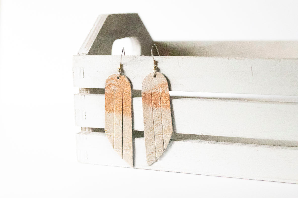 Leather Earrings / Fringe / Barely Copper