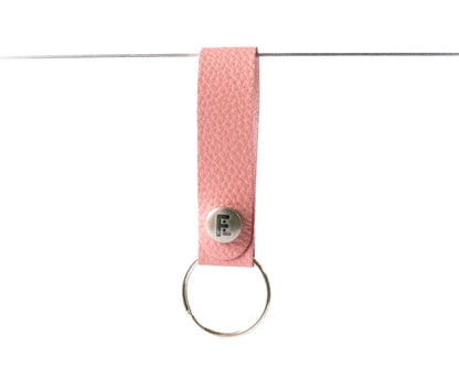 Leather Keychain / Snap Loop / Strawberry Cream