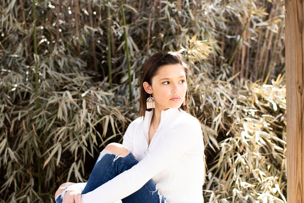 Leather Earrings / Cinque Luci / Nubuck Saddle