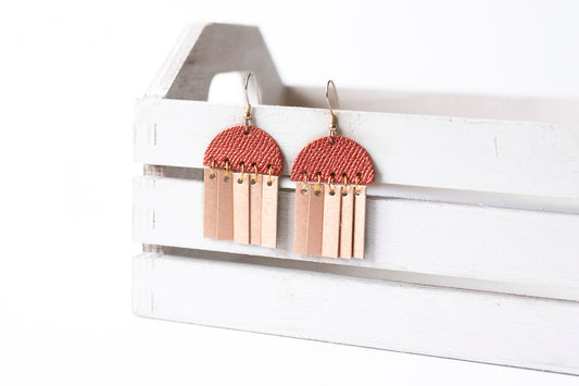 Leather Earrings / Cinque Luci / Fire Opal Shimmer