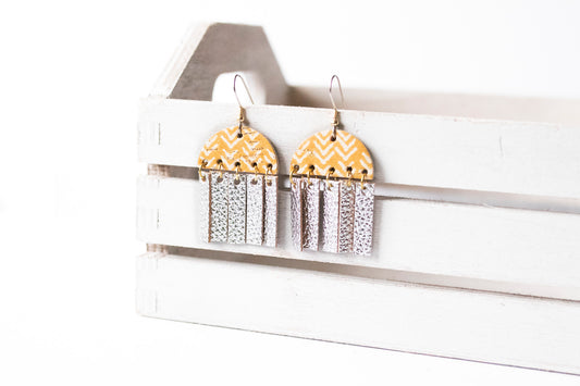 Leather Earrings / Cinque Luci / Apricot Cork